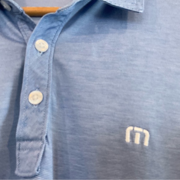 Travis Mathew Golf Polo Men’s L Blue Micro Stripe Pima Performance Short Sleeve - Picture 4 of 11